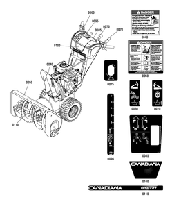 Decals Group Diagram and Parts List for 1696376-00 2012 Briggs and Stratton Snow Blower